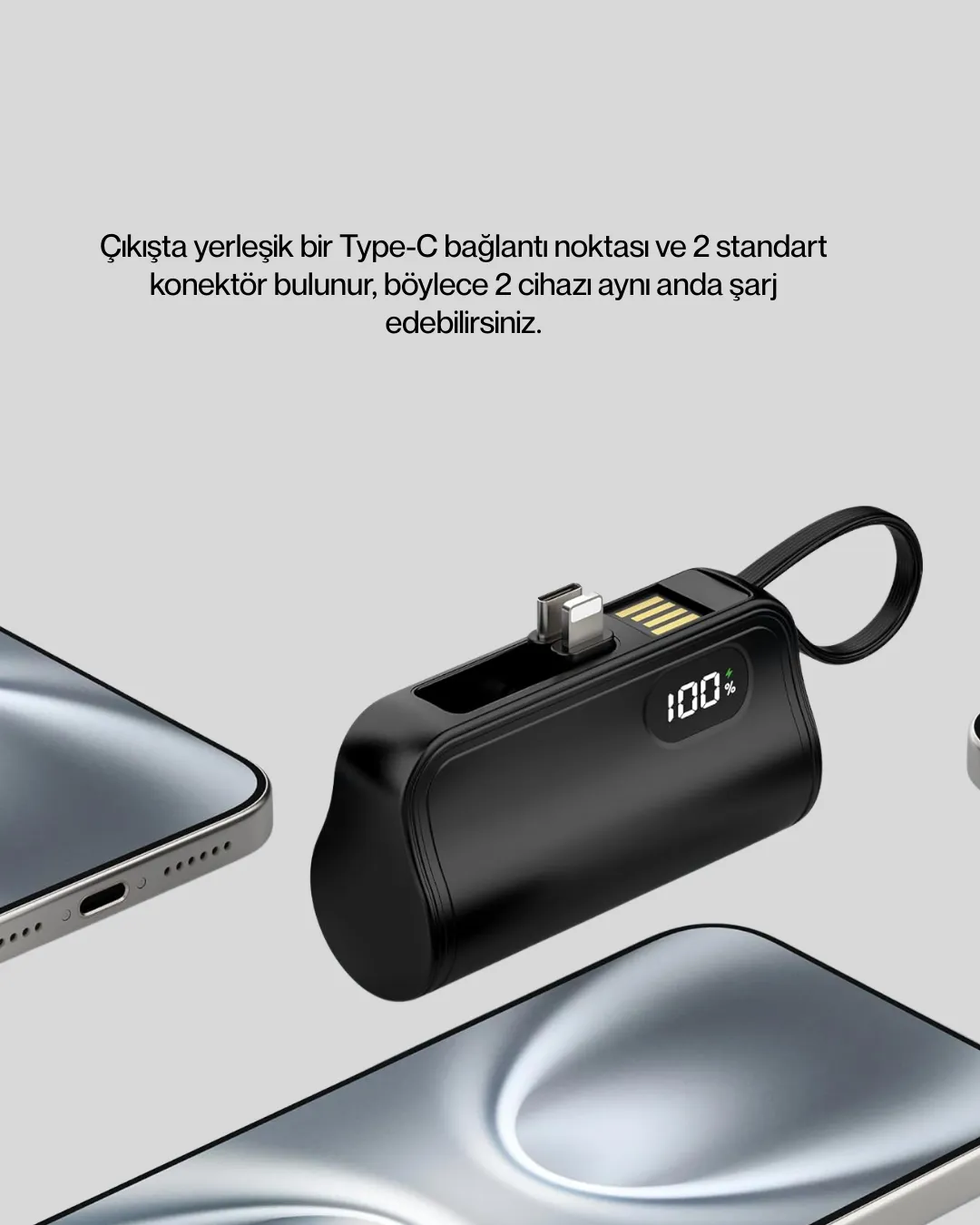 PD 20W Hızlı Şarjlı Kablolu Kablosuz Kullanım Powerbank
