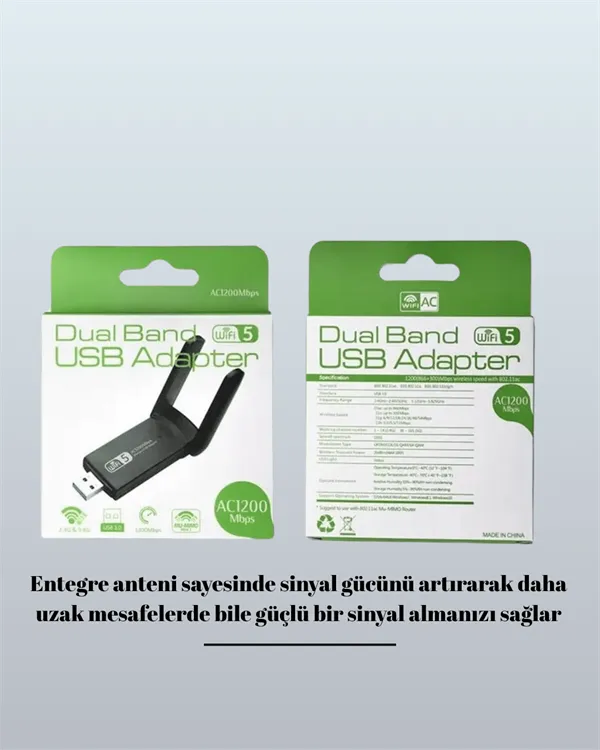 USB WiFi Adaptör – 1200 Mbps Hız