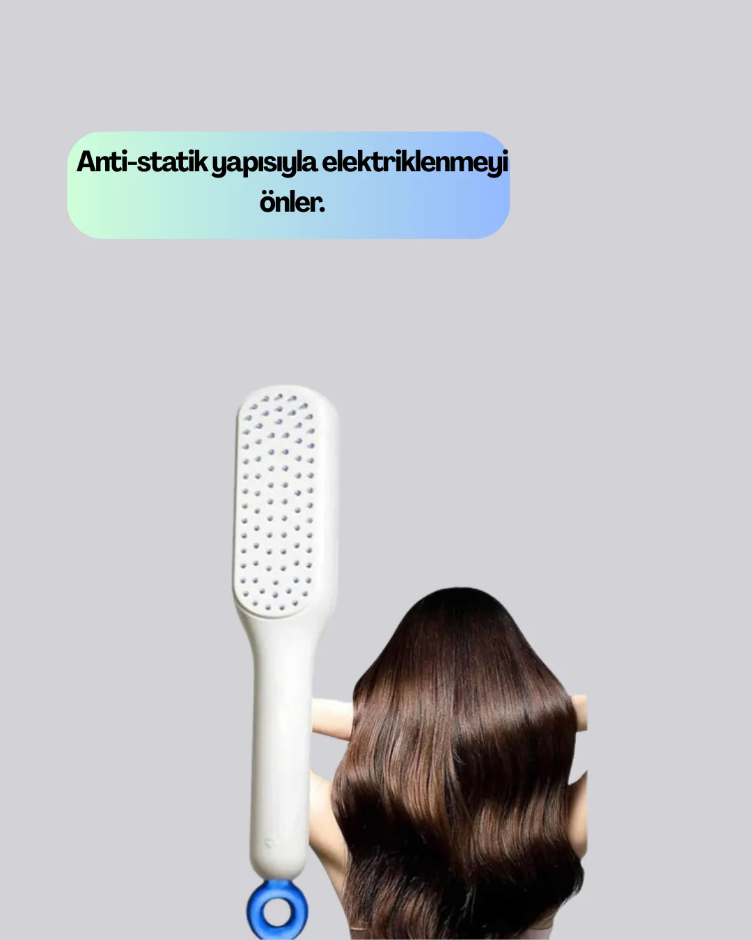Anti-Statik Saç Tarağı – Kolay Temizlenebilir, Silikon Masaj Uçlu, Kompakt Boyut