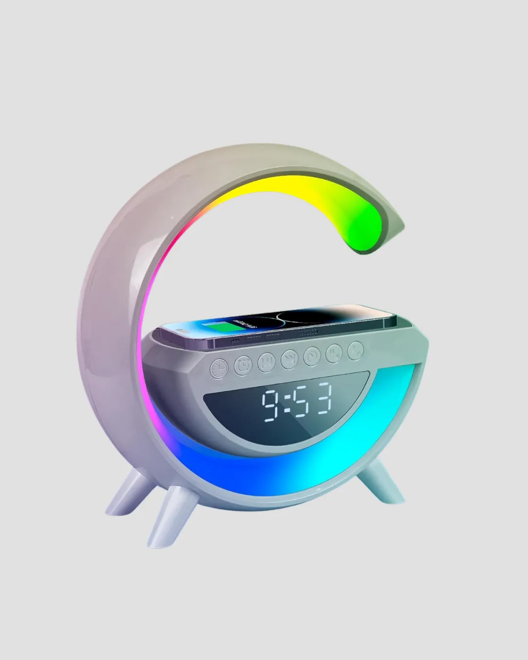 Renkli Işıklı 15W Kablosuz Şarjlı Masa Lambası