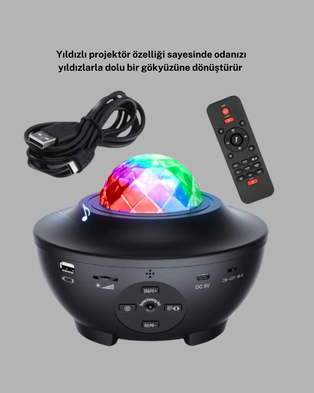 Yıldızlı Projektör Galaxy Efektli Ayarlanabilir Renkli Atmosfer Lambası