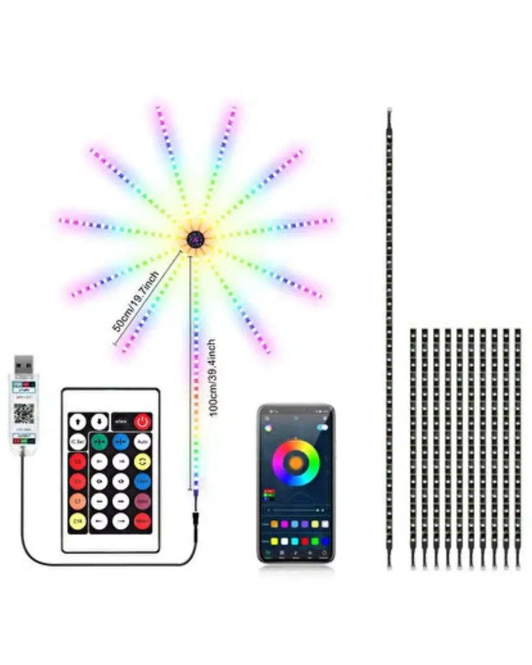 RGB LED Duvar Dekoru Sökülebilir Kollu Havai Fişek Işık Sistemi