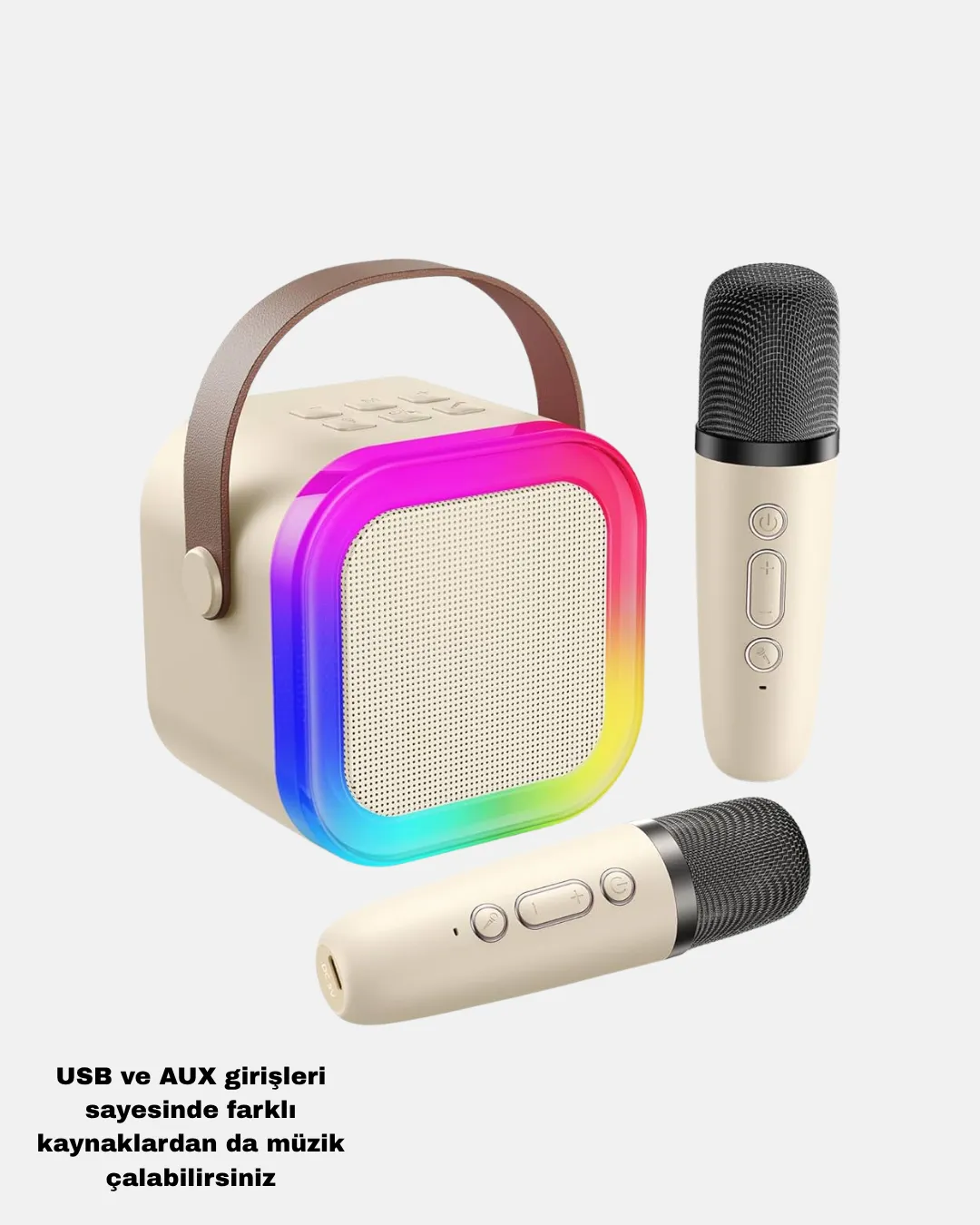 Taşınabilir Karaoke Hoparlör Bluetooth 5.0 ve Çift Mikrofonlu