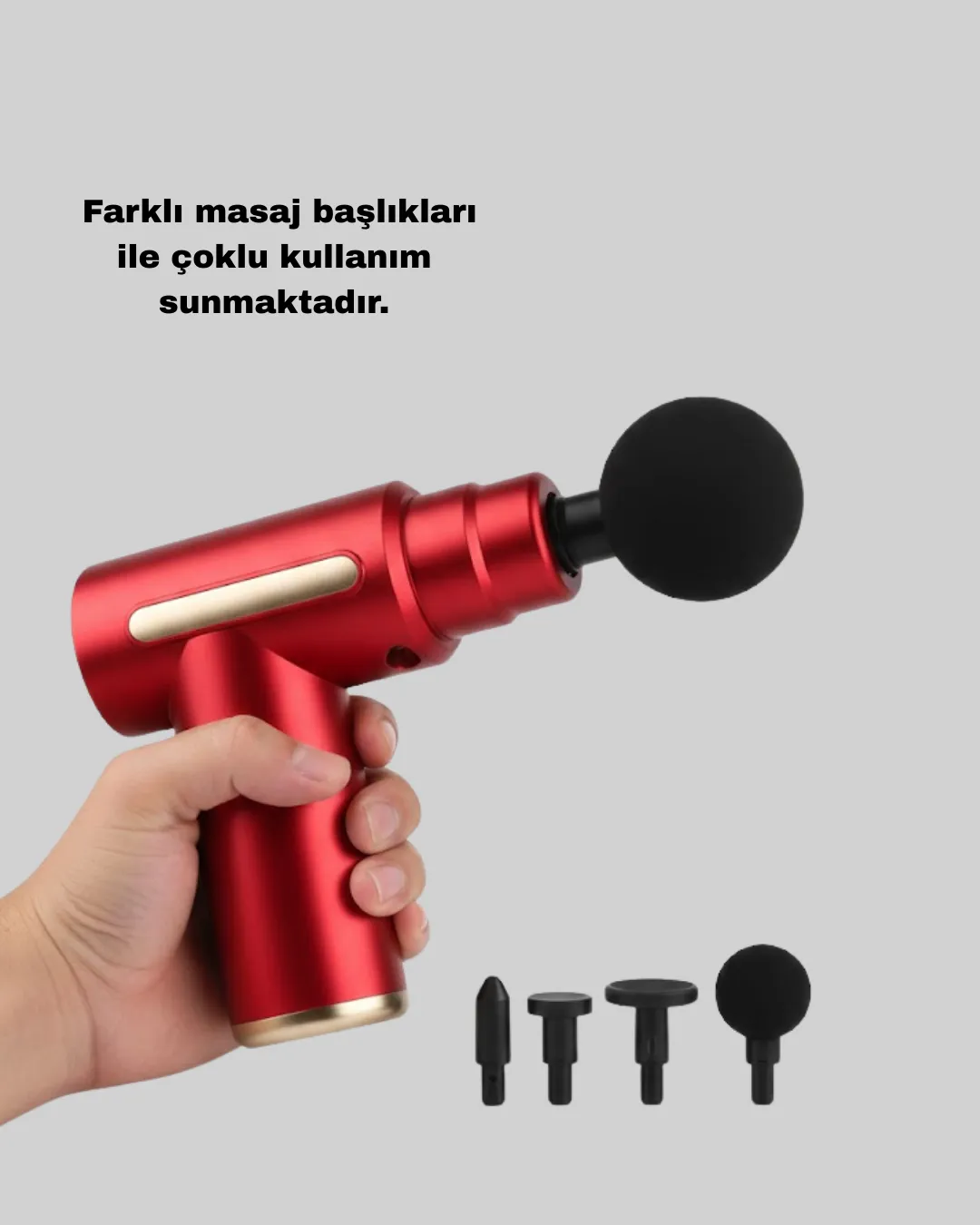 Titreşimli Masaj Tabancası 4 Başlıklı 6 Hız Ayarlı Kas Rahatlatıcı