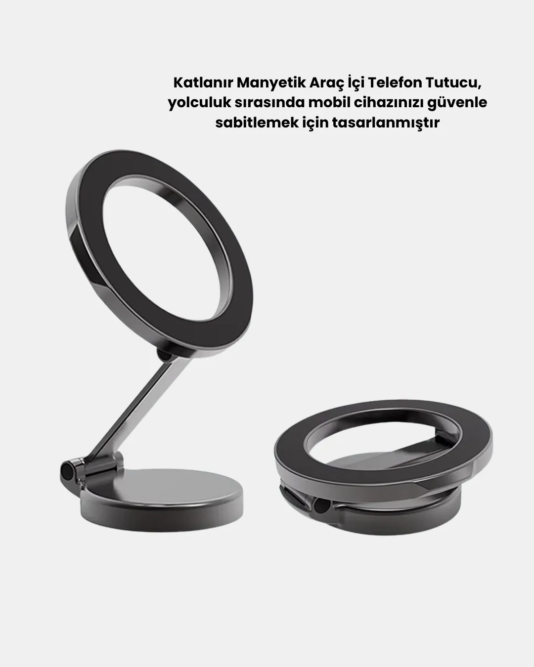 Katlanır Manyetik Araç İçi Telefon Tutucu – 360° Dönebilen, MagSafe Uyumlu, Güçlü Mıknatıslı Tasarım
