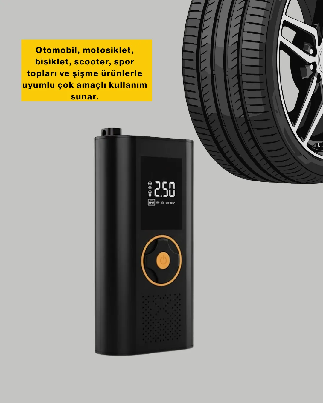 Taşınabilir Dijital Lastik Şişirme Cihazı Güvenli ve Pratik Kullanım