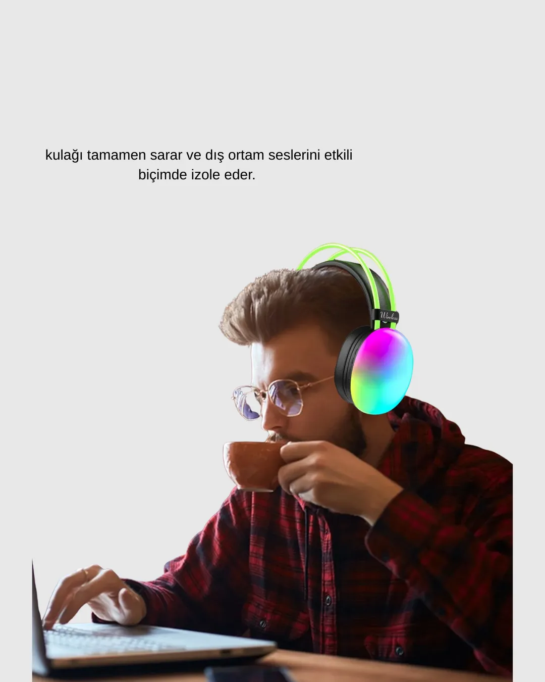 Kablosuz Gaming Kulaklık RGB Aydınlatmalı Bluetooth 5.3 Uzun Pil Ömürlü