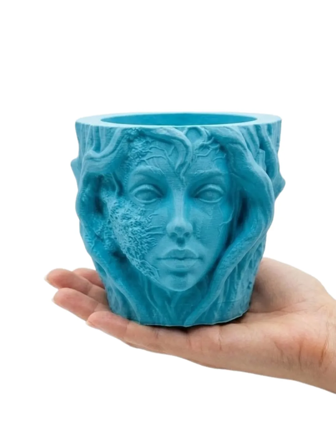 Estetik Kadın Yüzü Heykel Tasarımlı Dekoratif 3D Saksı Vazo