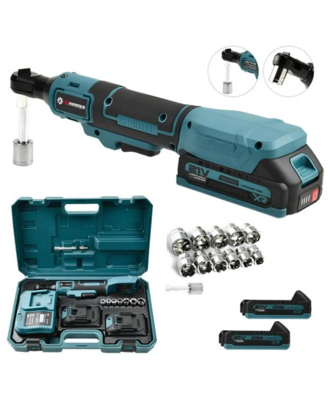 Yandan Sıkma Somun Uyumlu Akülü Cırcır Kolu 21V Güçlü Tork