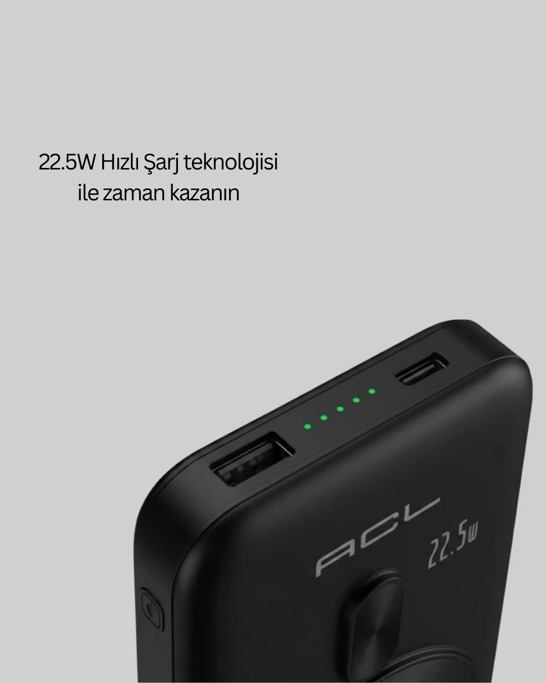 Manyetik Kablosuz Powerbank 22.5W Hızlı Şarj LCD Göstergeli