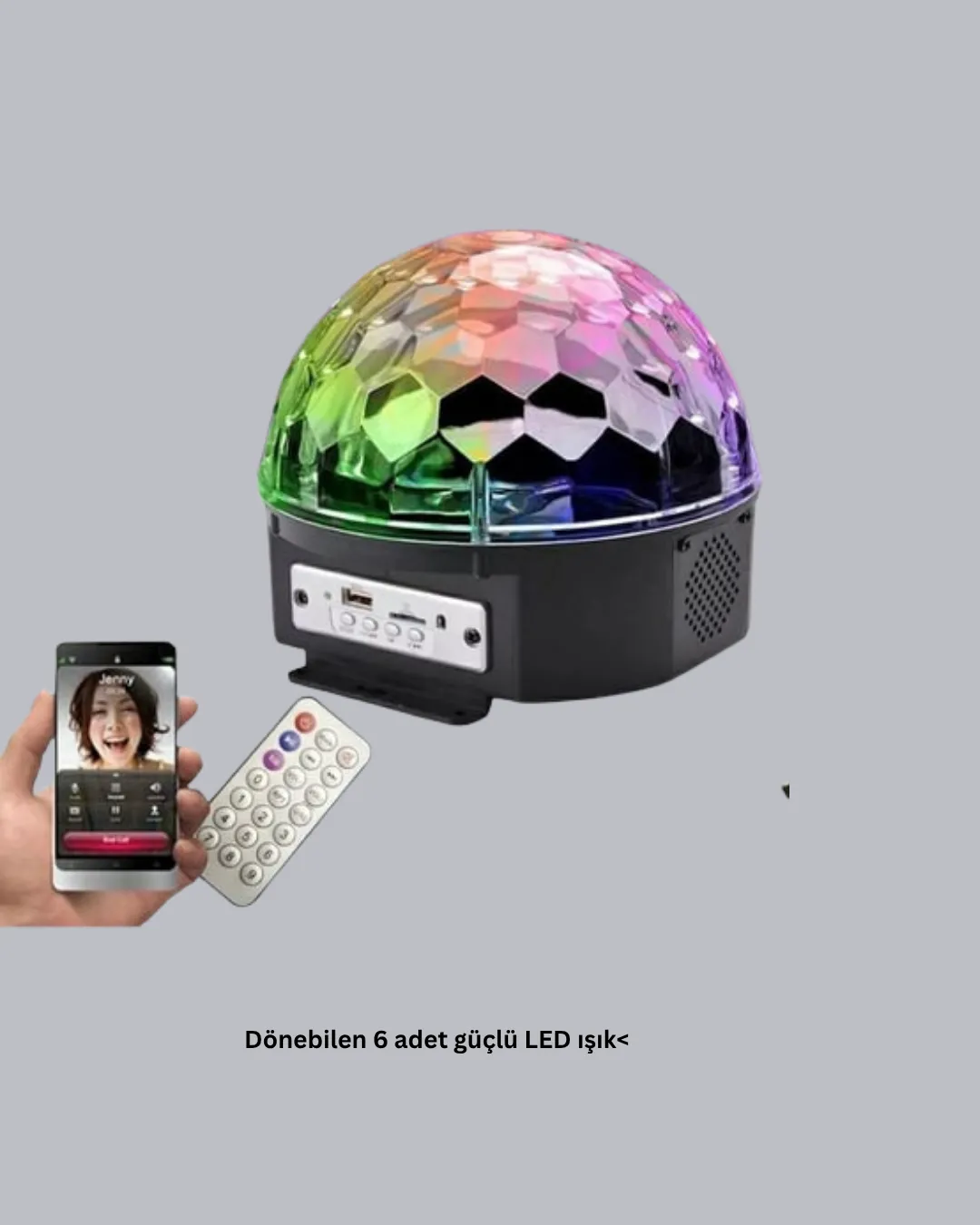 Bluetooth Hoparlörlü LED Disko Işığı Müzik Ritim Duyarlı ve Taşınabilir