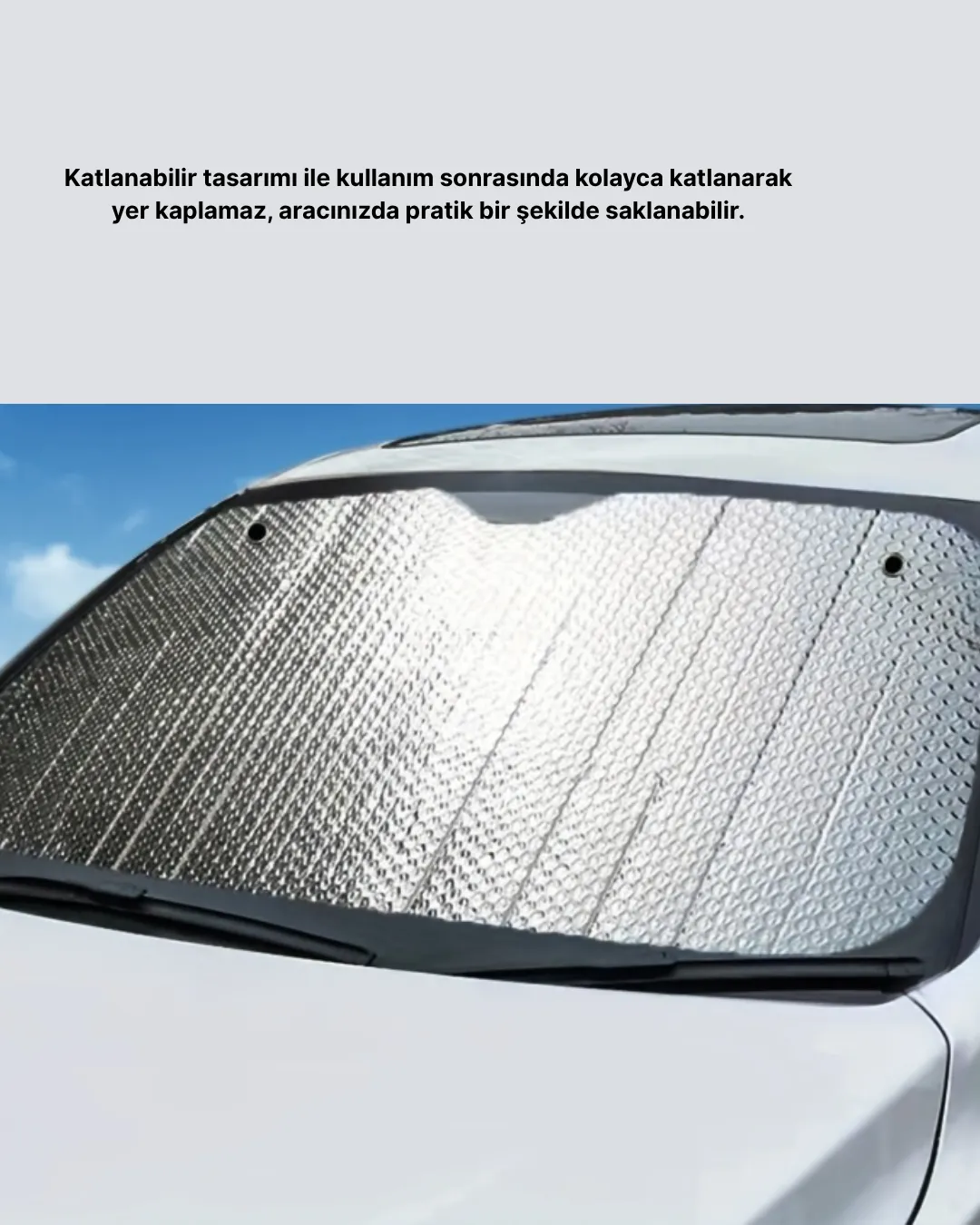 Otomobil Güneşliği – Katlanabilir Tasarım ve Süngerli Isı Yalıtımı