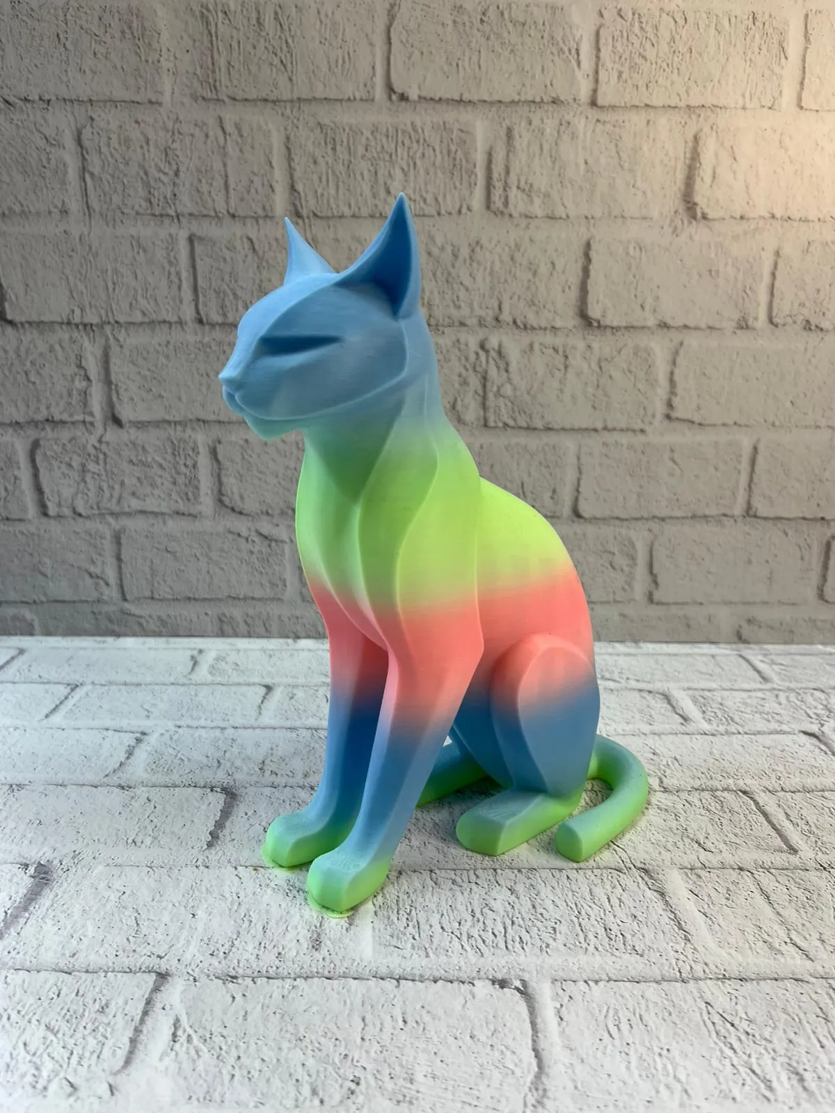 Pastel Rainbow Kedi Figürü Masa ve Raf Üstü Ev Dekorasyonu