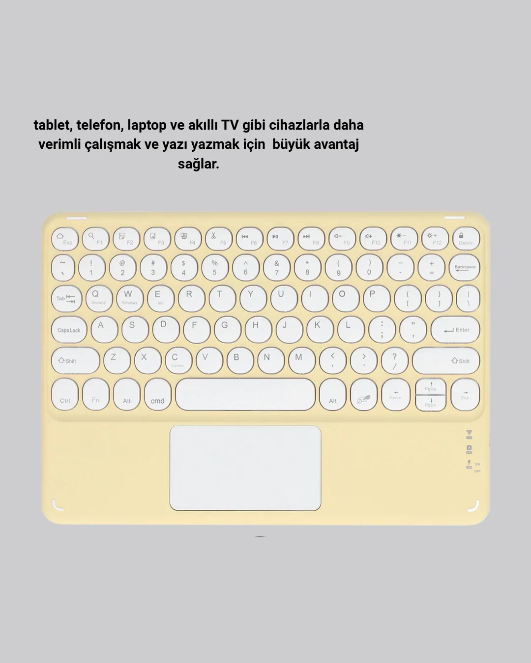 Bluetooth Kablosuz Klavye – İnce Slim Model, Tablet ve Akıllı TV Uyumlu, Sessiz Tuşlu Taşınabilir Klavye