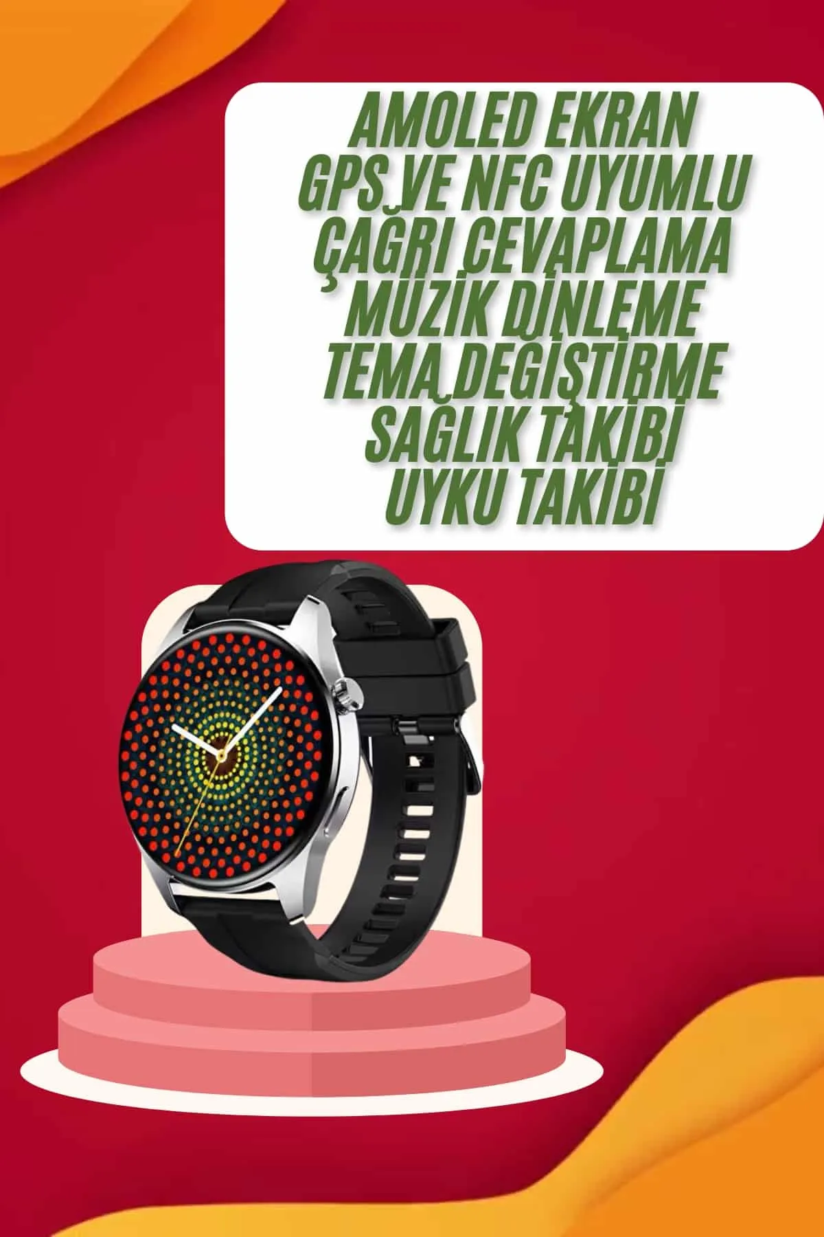 Yuvarlak Kasa 46mm Akıllı Saat Android Ve IOS Uyumlu Uyku ve Sağlık Takibi