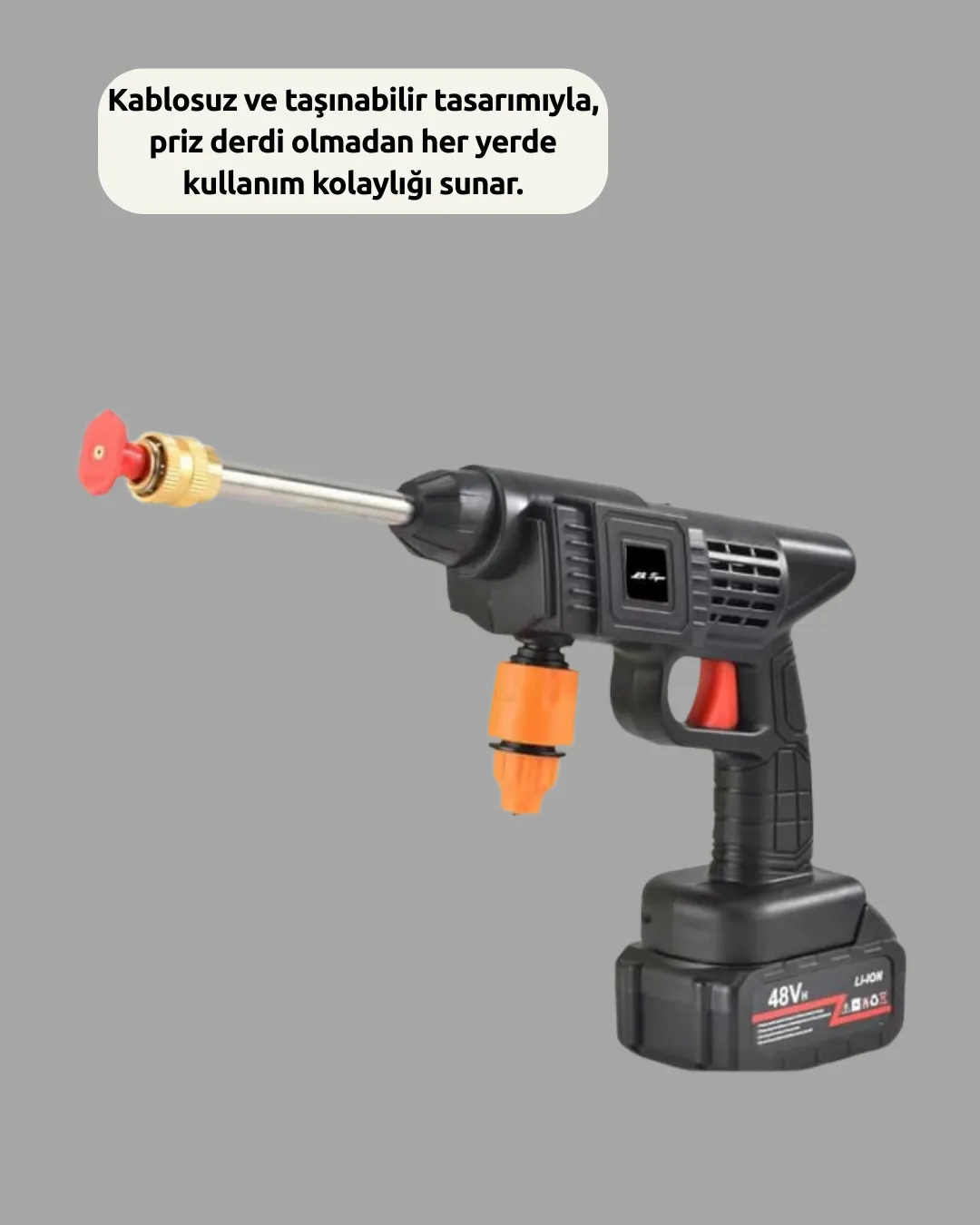 TEK BATARYALI 48V Şarjlı Basınçlı Yıkama Makinesi