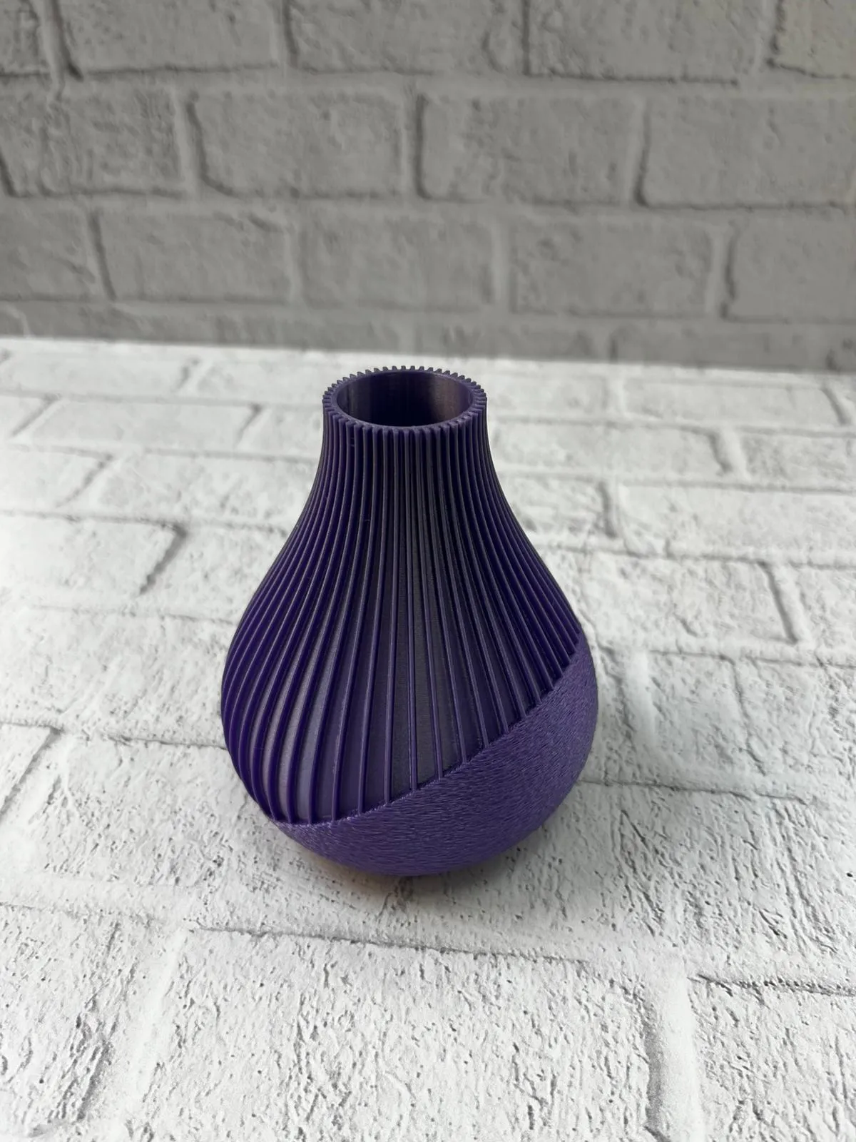 Mor Çizgili Dekoratif Vazo 11 cm Modern Tasarım Aksesuar