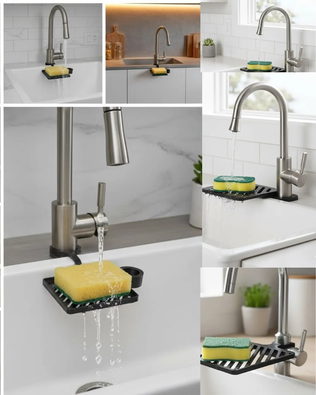 Musluğa Monte Sünger Organizeri Hijyenik Drenajlı Pratik Tasarım