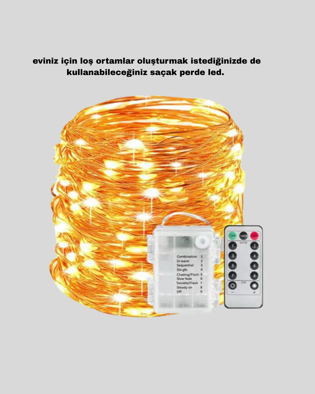 Zaman Ayarlı 8 Modlu Günışığı Perde Led Işık USB Çalışma