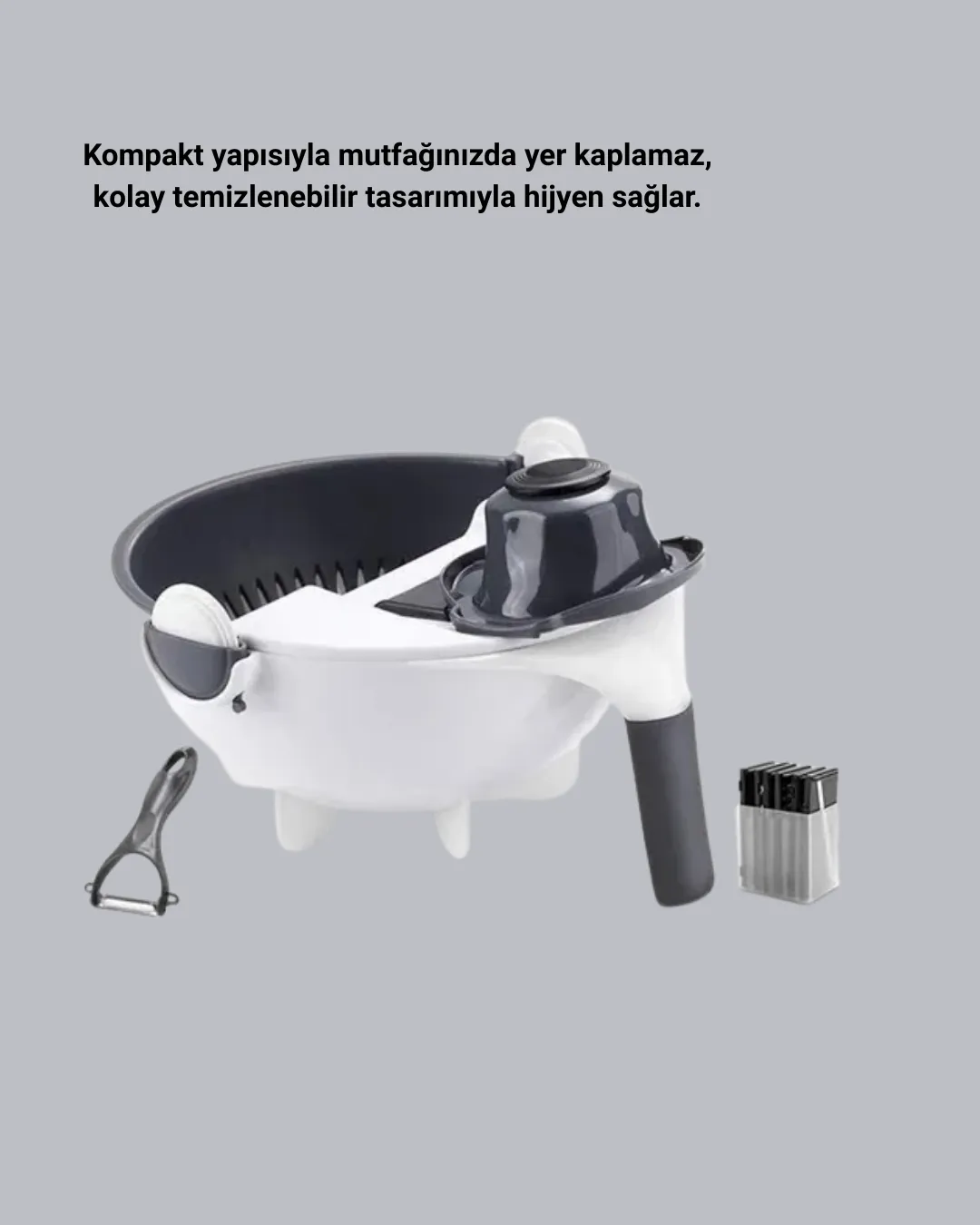 Çok Fonksiyonlu Döner Rende Süzgeç Hazneli Ergonomik Sebze Doğrayıcı