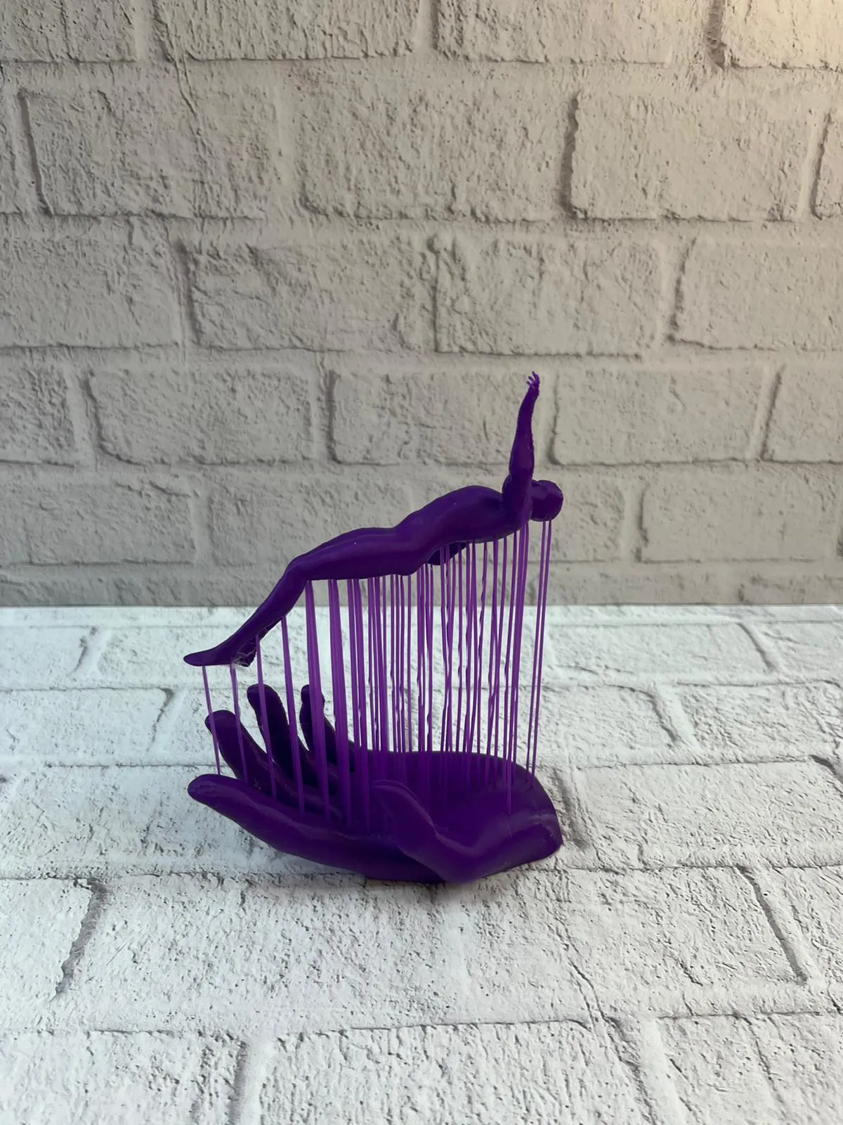 3D El İnsan Figürü Mor Modern Sanatsal Dekoratif Biblo 12x18 cm