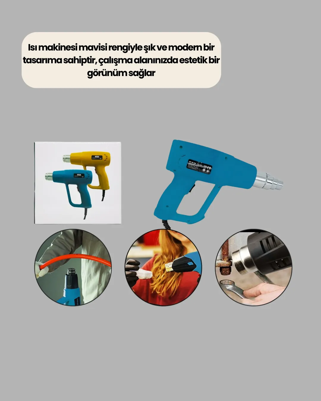 2000W Sıcak Hava Üfleme Tabancası Seramik Rezistanslı Profesyonel