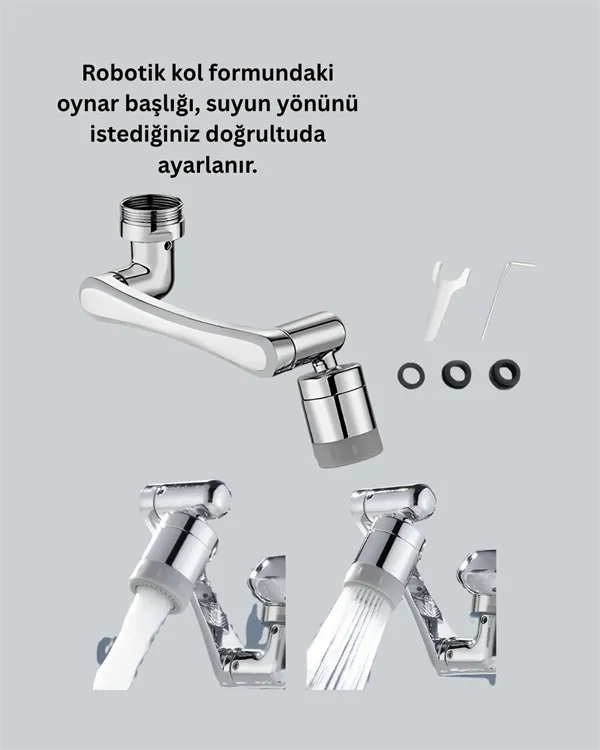 Çok Yönlü Dönebilen Musluk Başlığı 2 Fonksiyonlu Su Akışı