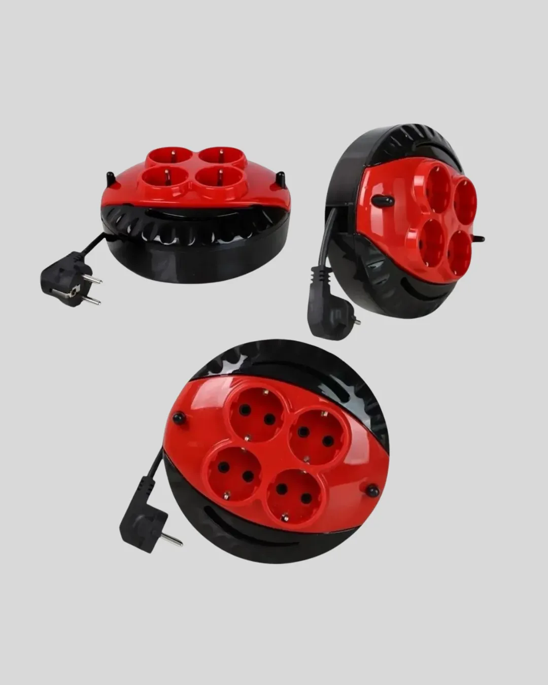 Kırmızı Renk 3 Metre 4’lü Kablolu Priz Makarası