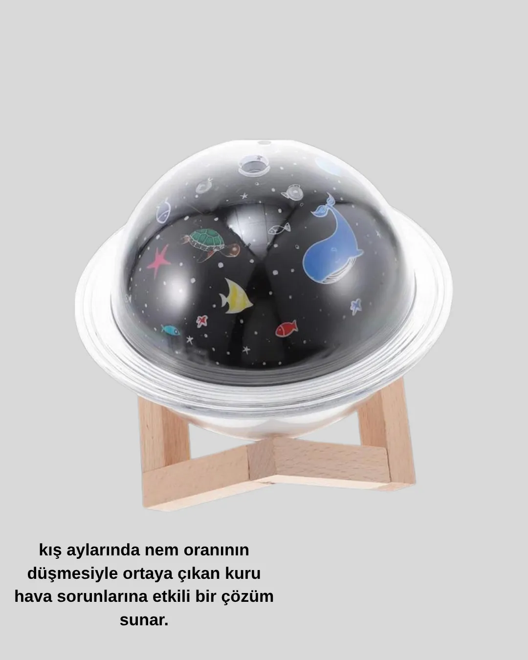 USB Projeksiyon Gece Lambası ve Hava Nemlendirici – Aromaterapi Destekli, Taşınabilir Mini