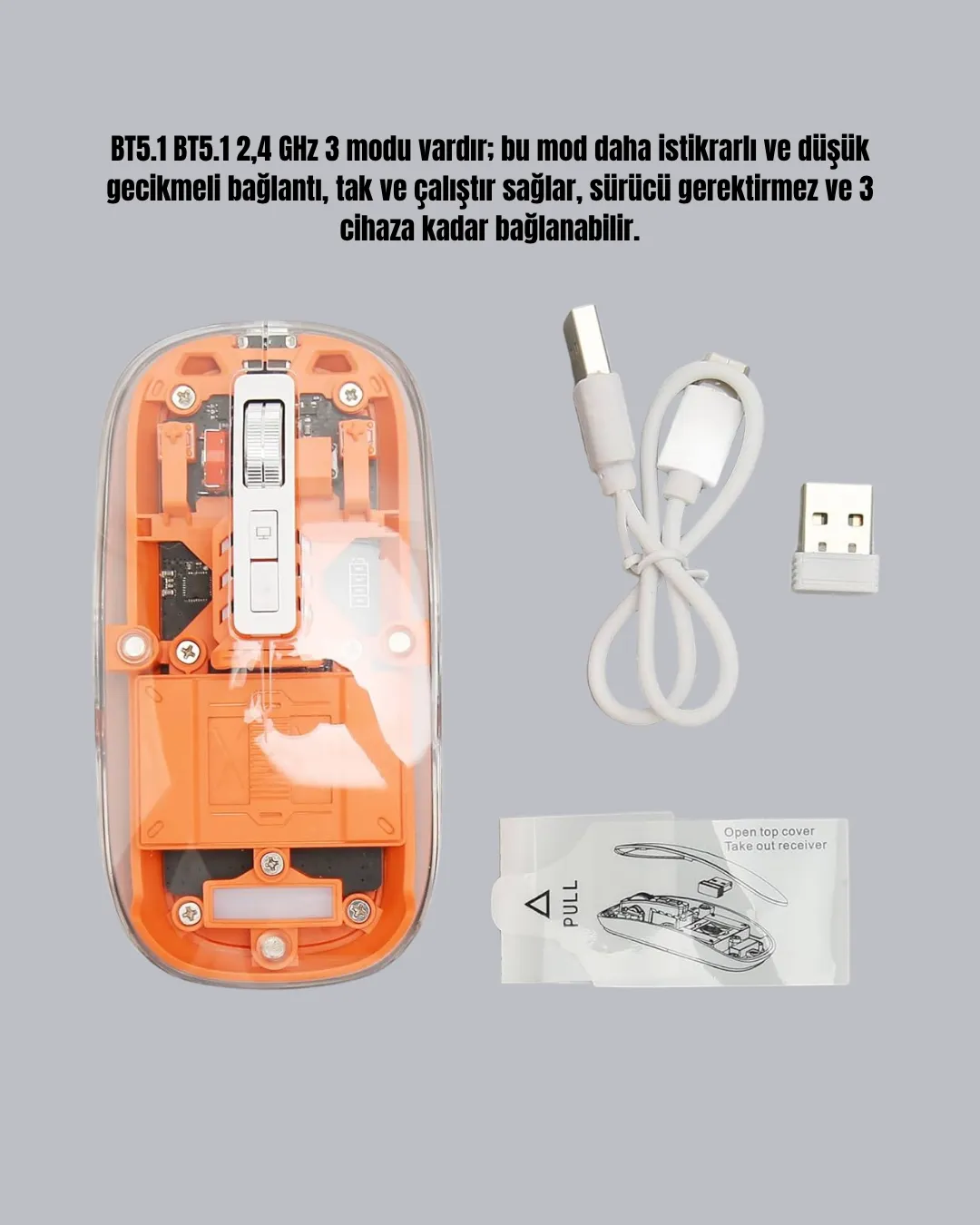 Çift Modlu Fare – USB Alıcılı ve Bluetooth Bağlantılı