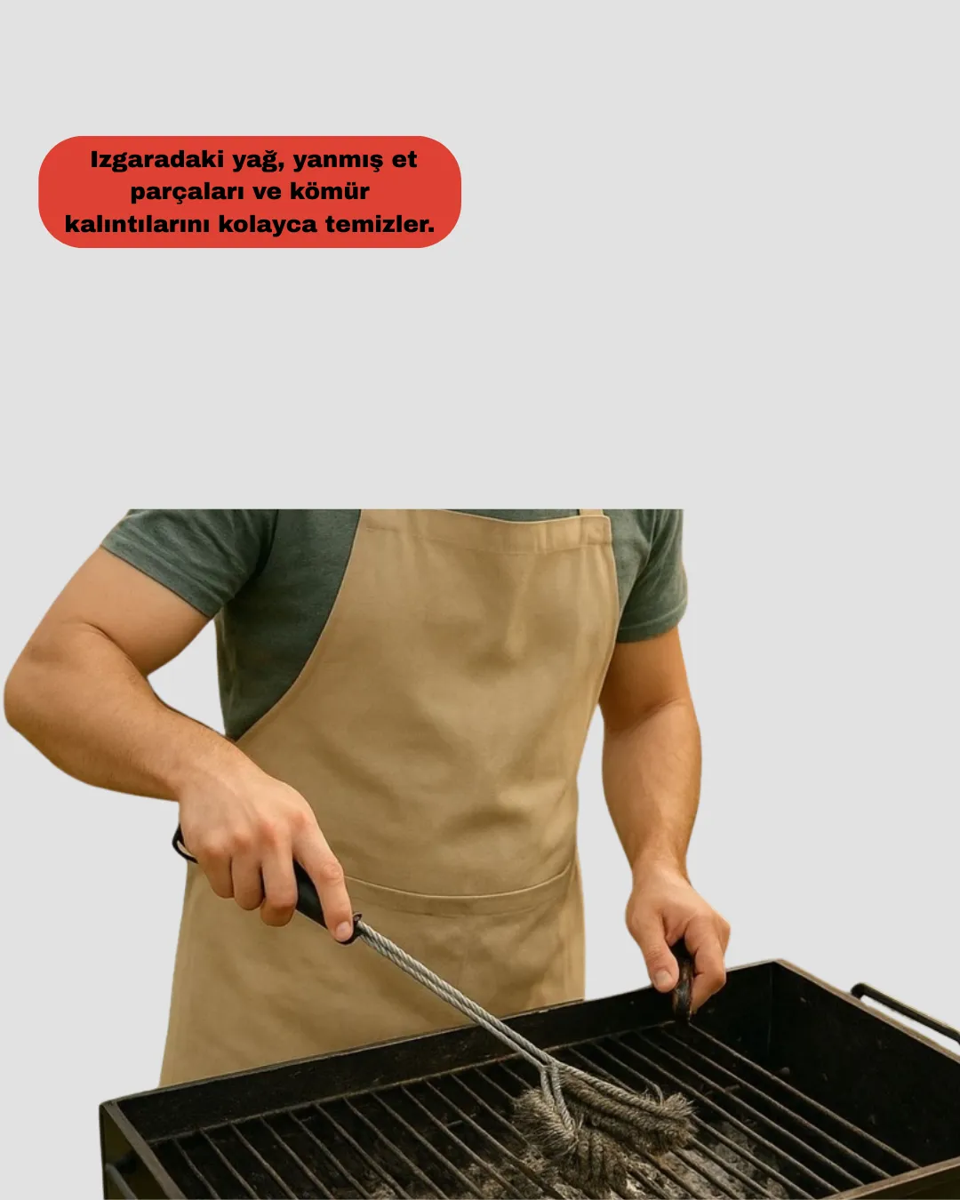 Mangal Izgara Temizleme Fırçası Paslanmaz Çelik Telli Uzun Saplı