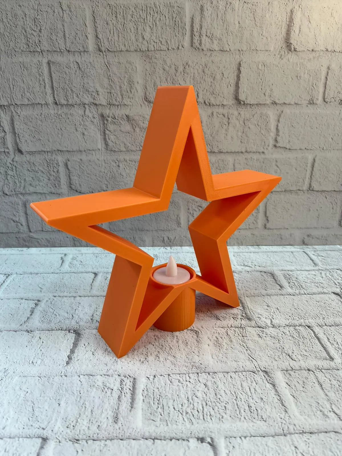 Dekoratif Yıldız Şeklinde Turuncu Mumluk Ev Aksesuarı