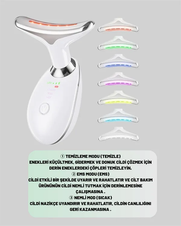 Şarjlı Akıllı Cilt Temizleme ve Nemlendirme Cihazı – 500 mAh, Otomatik Kapanma ve EMS Modlu