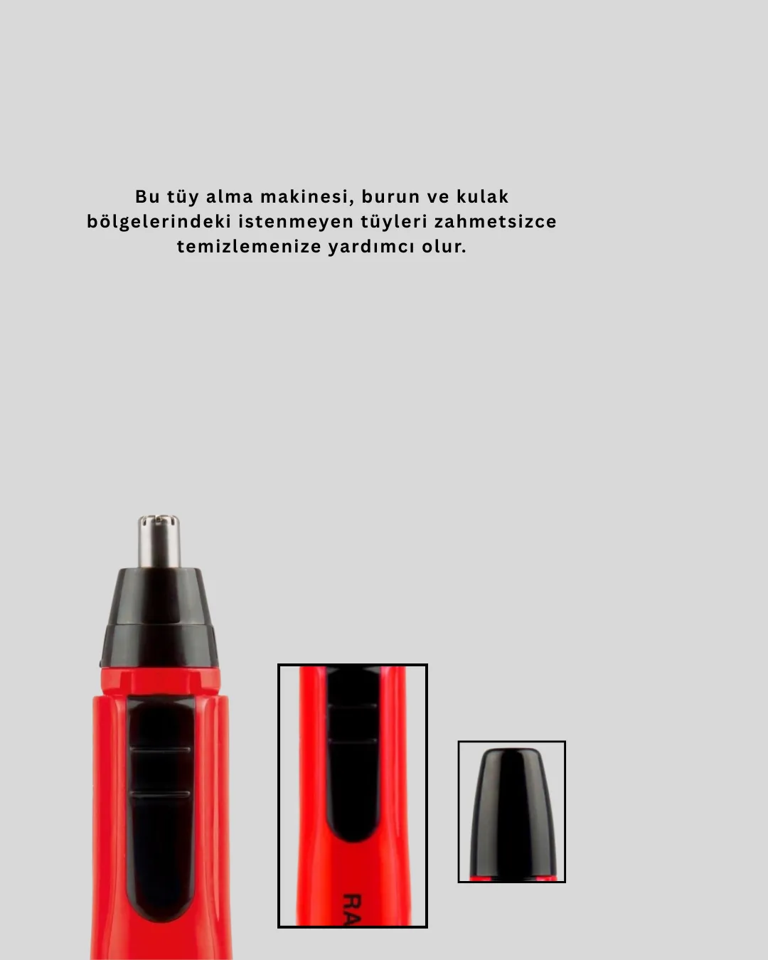 Raks Kırmızı Tüy Temizleme Cihazı Kulak Burun Pilli Ergonomik