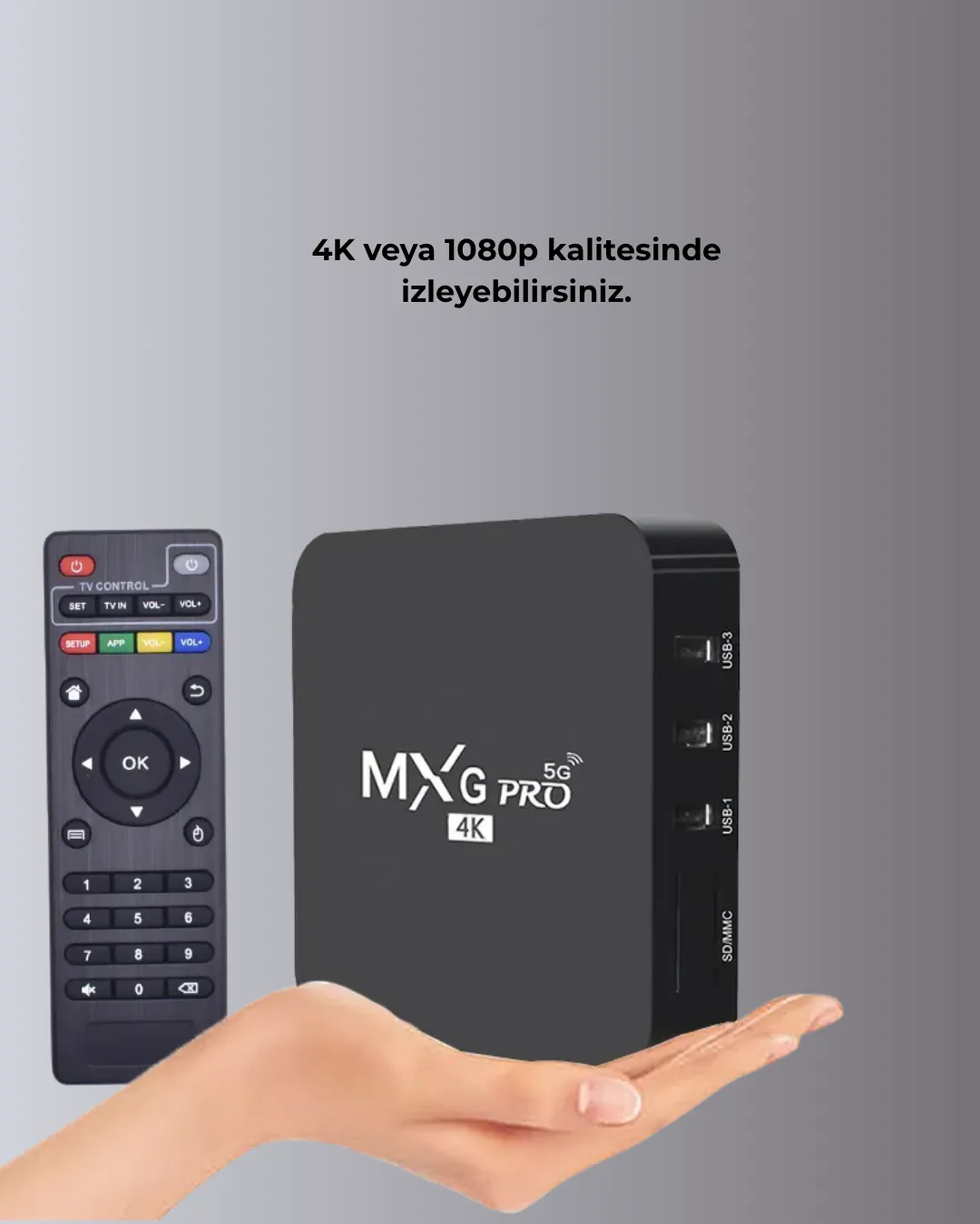 Android TV Box 4K – 2GB RAM 16GB ROM, Kablosuz Wi-Fi Medya Oynatıcı