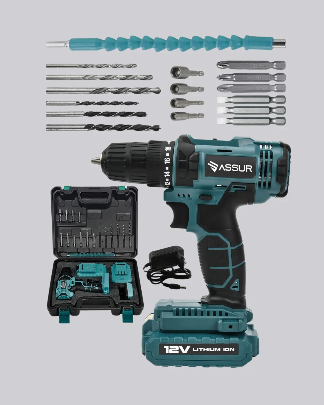 18 Parça Dijital Matkap Seti Çift Bataryalı