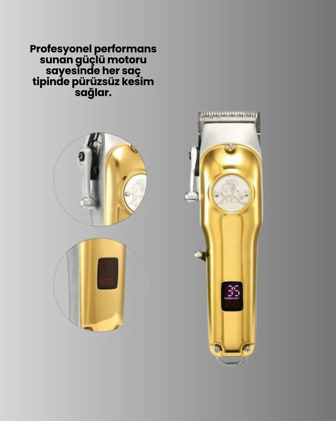 Type-C Şarjlı LCD Ekranlı Profesyonel Saç Sakal Tıraş Makinesi