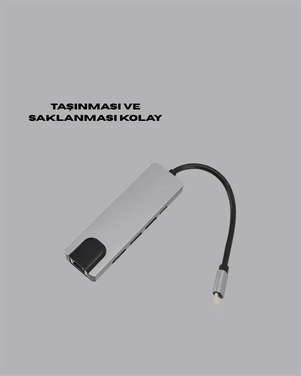 USB‑C Çoklu Bağlantı Merkezi – 5 Gbps, 100‑240 V, Sağlam Eloksal Tasarım