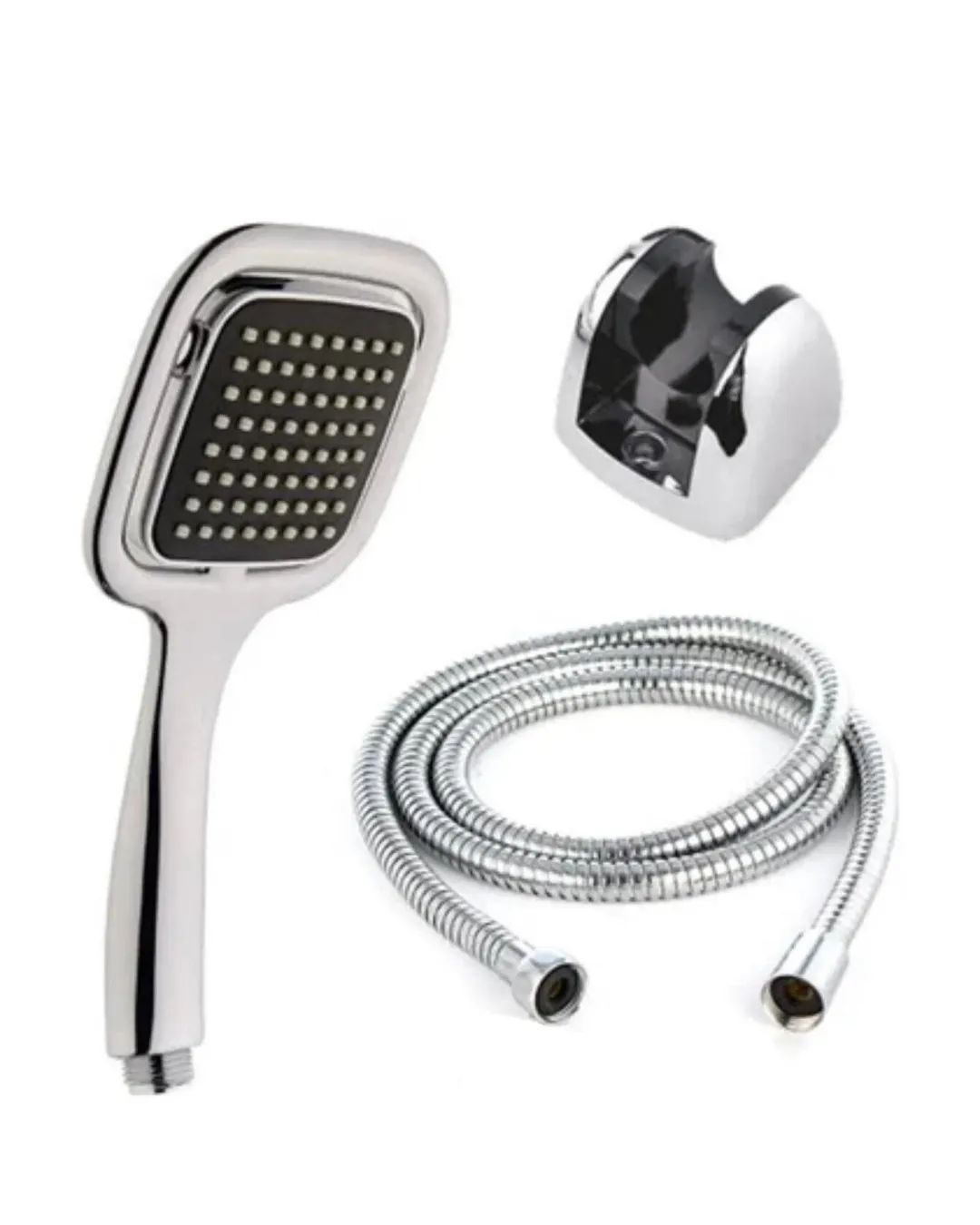 Siyah El Duşu Seti Spiral Duş Hortumu ve Duvar Askılı Çok Fonksiyonlu Duş Başlığı