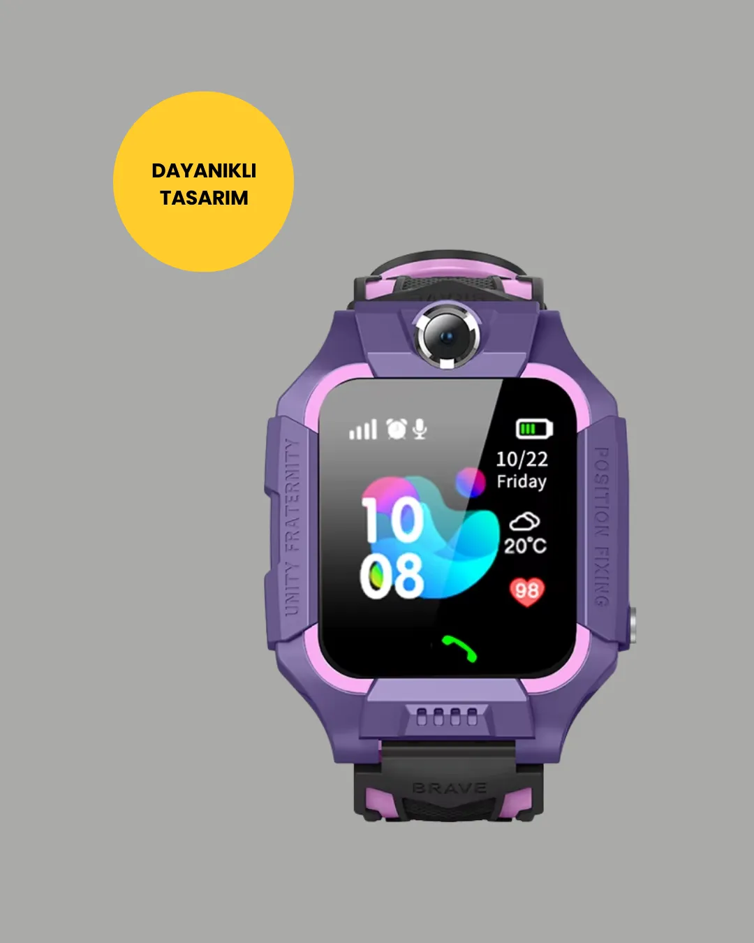 S10 Mor Çocuk Takip Saati Elektronik Bariyer ve Sesli Mesaj Destekli