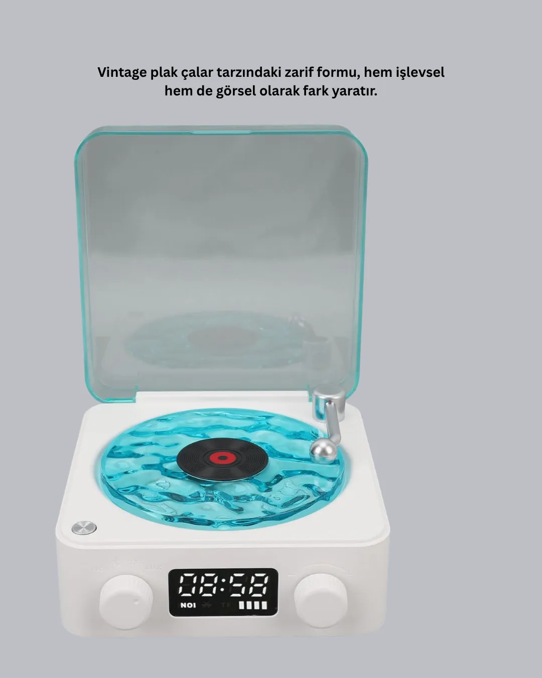 Bluetooth Hoparlörlü Gece Lambası Dijital Saat Ekranlı Su Dalgası Efektli Dekoratif