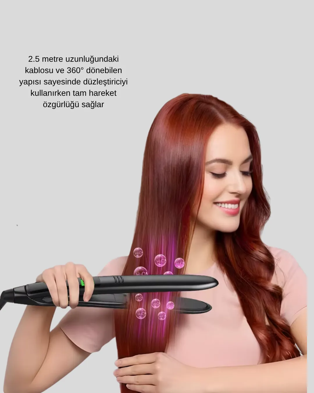 Dijital Ekranlı Isı Ayarlı Saç Düzleştirici –  Titanyum Plaka, Seyahat Dostu Tasarım