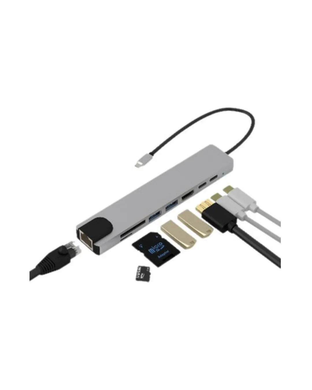 Type C Hub Çoklayıcı 8 Port USB HDMI RJ45 Kart Okuyucu
