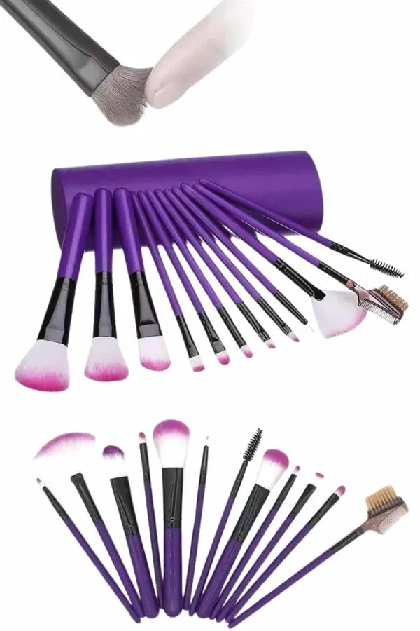 12 Parça Yumuşak Uçlu Makyaj Fırça Set-Göz ve Yüz Makyajı İçin Fırça Seti Profesyonel Makyaj Seti