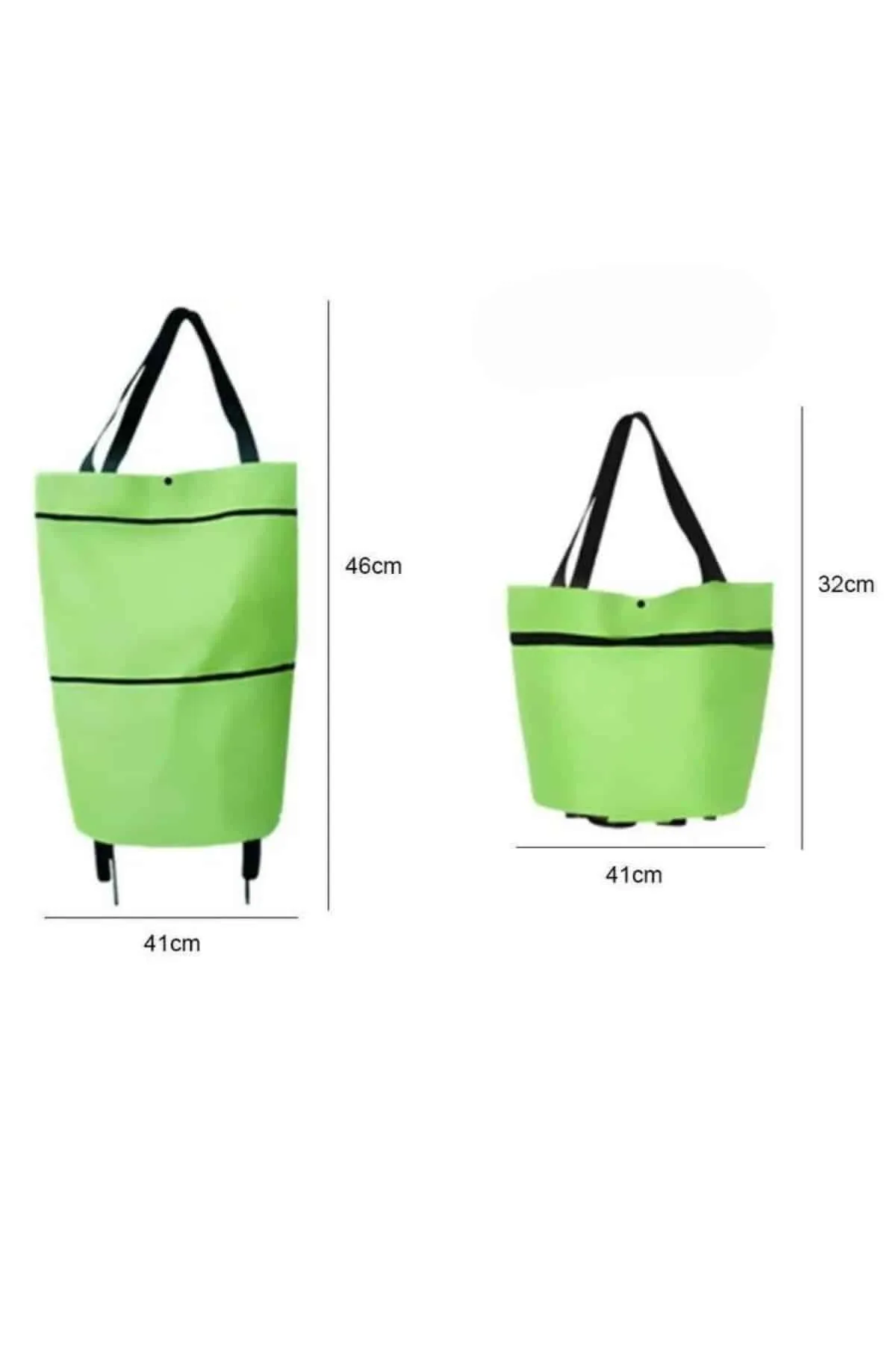 Pazar Arabası ve Alışveriş Çantası Çift Yönlü Kolay Tekerlekli Taşınabilir