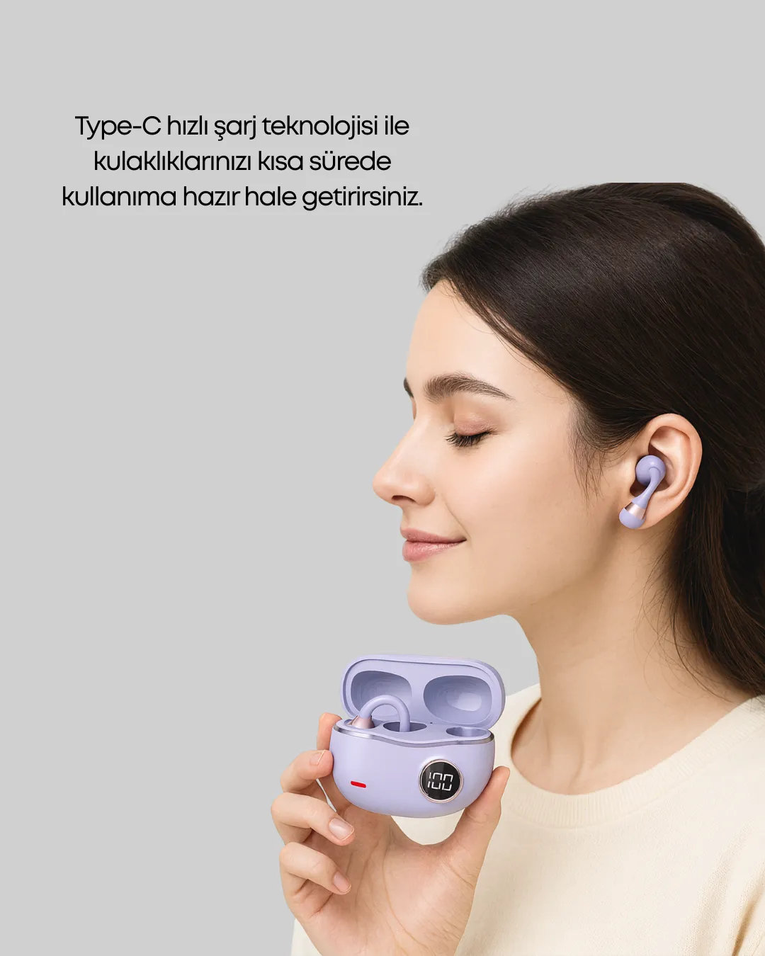 YXG10 Açık Kulak Bluetooth Kulaklık – Klipsli, Güvenli Spor Tasarım, 30 Saat Pil