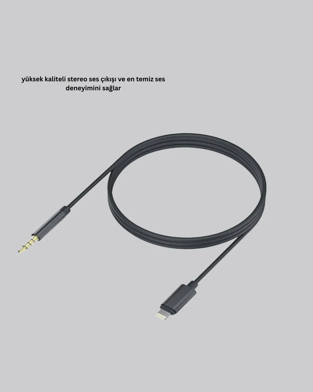 Lightning to 3.5mm Aux Ses Dönüştürücü Kablo 1 Metre Stereo Uyumlu