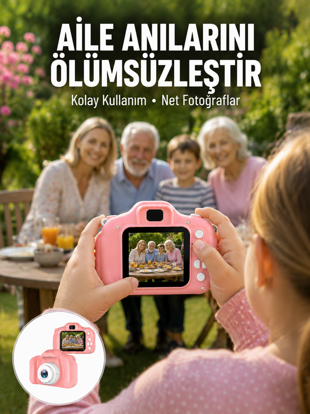 Taşınabilir HD Dijital Kamera Video Kayıt Fotoğraf Çekim USB Bağlantılı Şarjlı