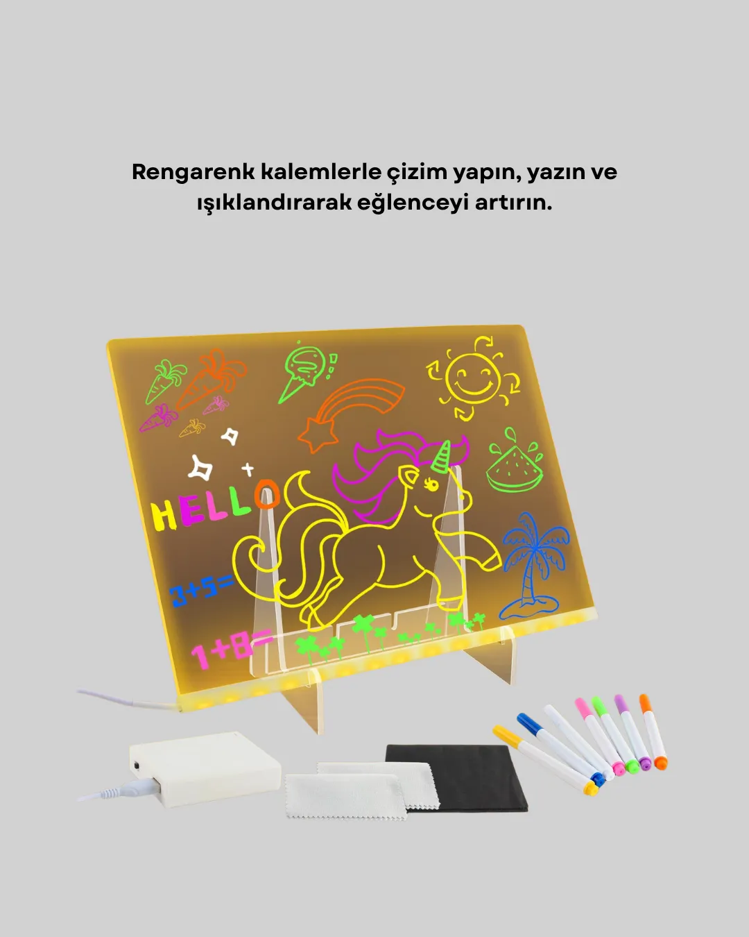 Yaratıcı Çizim ve Mesajlar İçin LED Işıklı Renkli Tahta