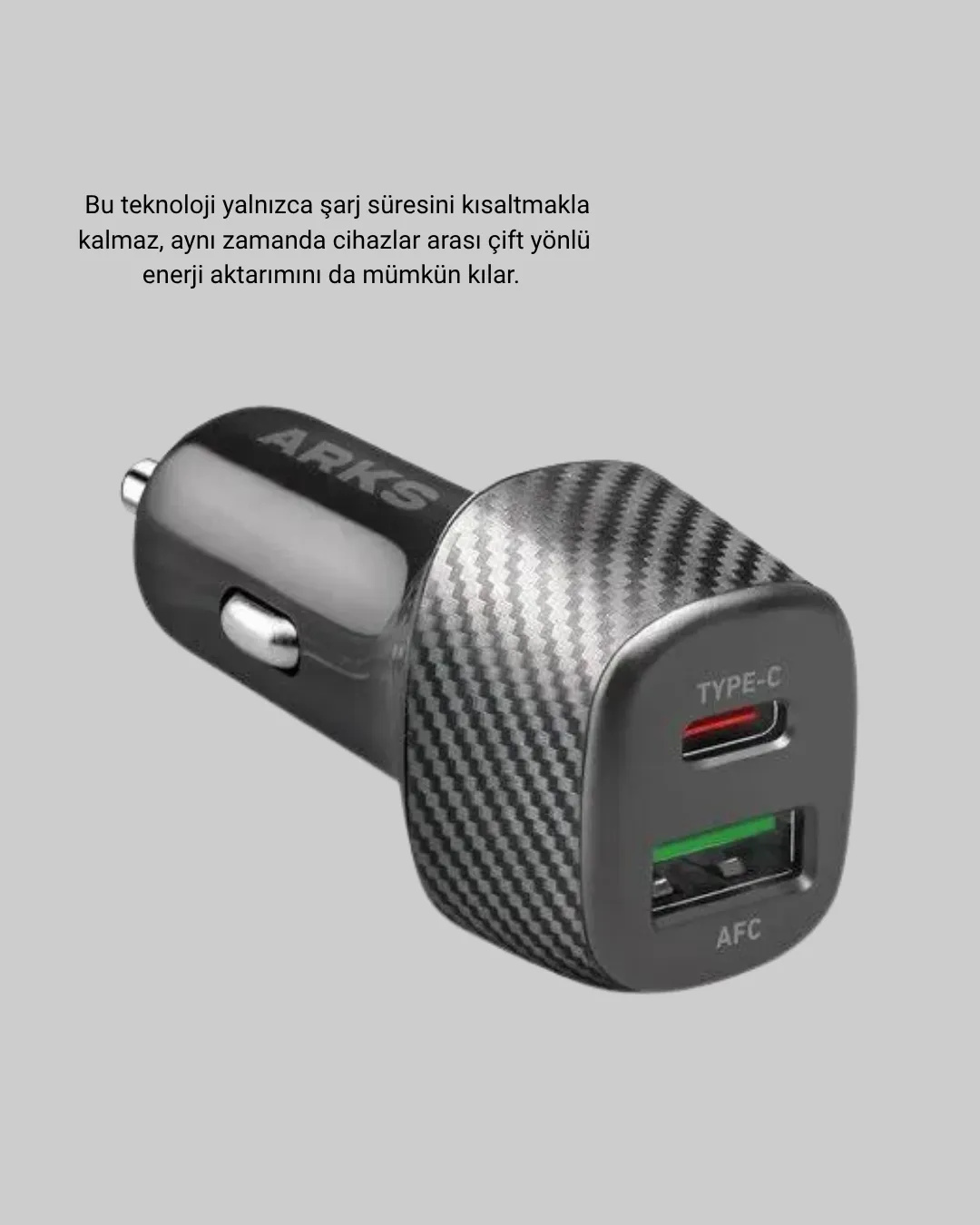 Araç Tipi Hızlı Şarj Adaptörü Type-C PD USB Çift Port Kompakt